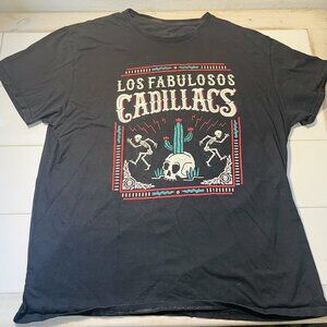 Los Fabulosos Cadillacs Band T-Shirt Men’s Large Black Graphic Tee Skeletons Sku